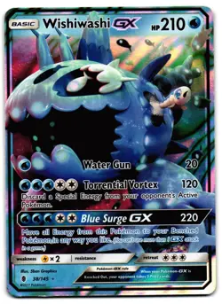 Wishiwashi GX 38/145 - Guardians Rising Rare GX Pokemon TCG Holo - LP Card - Image 1