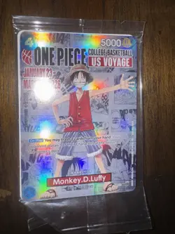 Bandai Namco Monkey D. Luffy One Piece CCG US Voyage P-055 Holo Card (Sealed) - Image 1