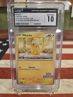 Pokemon TCG Pikachu Illistration Contest 2024 Winner CGC Gem Mint 10 2025 Card - Image 1