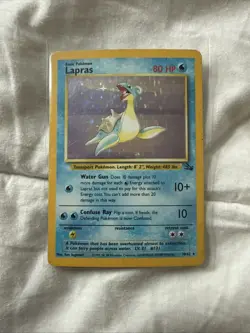 Pokemon TCG Lapras Fossil Holo Unlimited Rare Card 10/62 HP Condition - Image 1