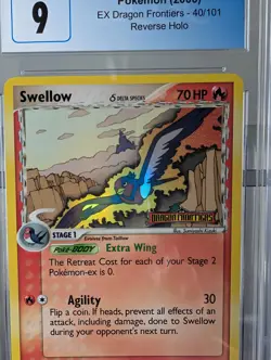 CGC 9 Swellow EX Dragon Frontiers 40/101 Reverse Holo STAMPED Pokemon Card - Image 2