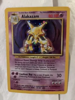 Pokemon TCG Alakazam Holo Rare Card 1/102 Base Set 1999 - Image 1