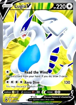 Lugia V 185/195 Holo Silver Tempest NM Full Art Pokemon Card - Image 2