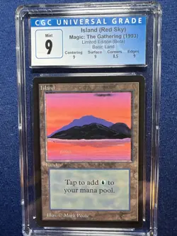 MTG BETA Island (Red Sky) CGC 9 MINT, with sub grades 1993 - Image 1