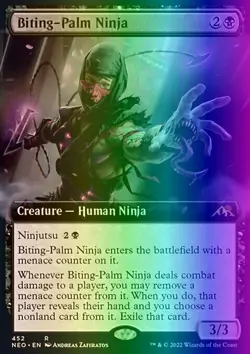 MTG Biting-Palm Ninja (452/606) Kamigawa Neon Dynasty LP FOIL - Image 1