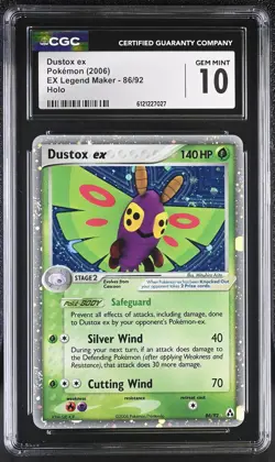 CGC 10 GEM MINT Dustox ex 2006 EX Legend Maker 86/92 Holo Pokemon Card - Image 1
