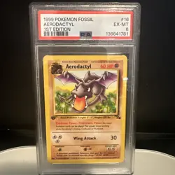 Aerodactyl - Fossil Set 16/62 Pokemon Card 1st Edition - PSA 6 EX-MT - Non Holo - Image 1