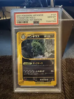 PSA 10 Tyranitar Holo 1st Edition 127 Expedition Japanese Pokemon Card - Image 1
