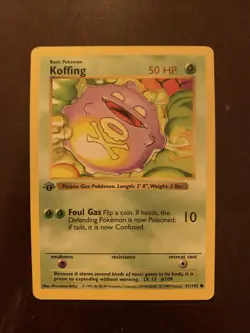 First Edition Koffing 051/102 Base Set (Shadowless) Pokemon Card - Image 1