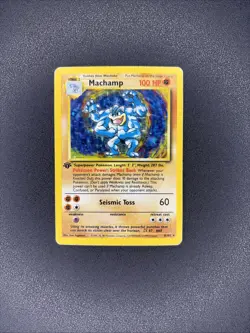 1999 Pokemon Machamp Base Set Holo Rare 1st Edition 8/102 100 HP English Card - Image 1