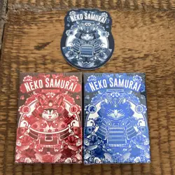Neko Samurai - Red & Blue - Playing Cards Limited With Sticker - Image 1