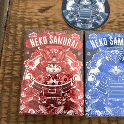 Neko Samurai - Red & Blue - Playing Cards Limited With Sticker - Image 3