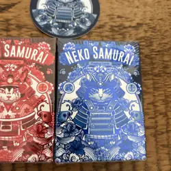 Neko Samurai - Red & Blue - Playing Cards Limited With Sticker - Image 4
