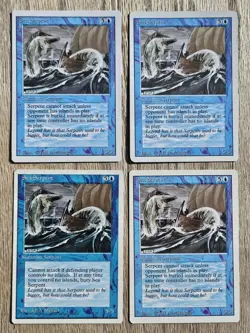 MTG - (X4) Sea Serpent, 3 Revised one 4th Edition, & (x3) Giant Shark, The Dark. - Image 1