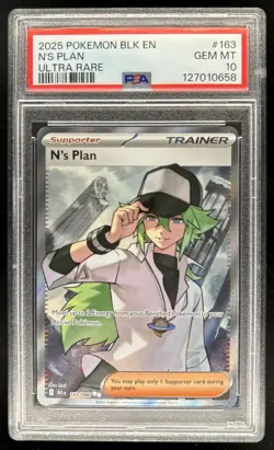2025 Pokemon Black Bolt N's Plan Ultra Rare #163/086 PSA 10 - Image 1