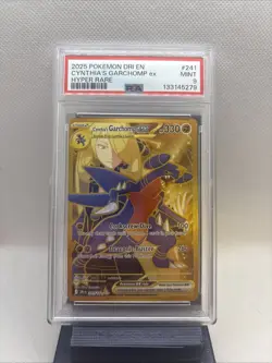 2025 POKEMON DRI EN-DESTINED RIVALS HYPER RARE #241 CYNTHIA'S GARCHOMP EX PSA 9 - Image 1