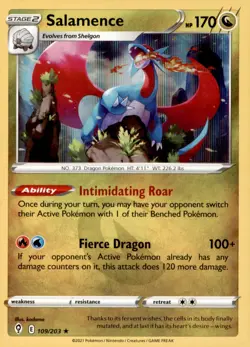 2021 Pokemon SWSH Evolving Skies Salamence Holo #109/203 - Image 1