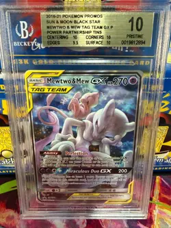 Pokemon Sun and Moon Promo SM191 Mewtwo & Mew GX Tag Team BGS Pristine 10 - Image 1