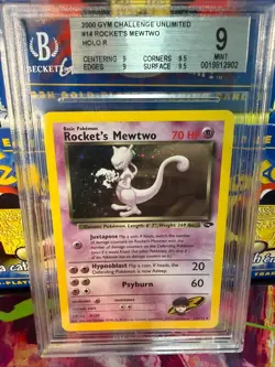 2000 Pokemon Gym Challenge Unlimited #14 Rocket's Mewtwo Holo BGS 9.0 - Image 1