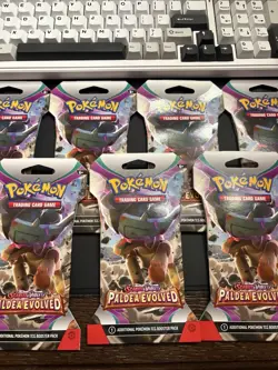Pokemon TCG Paldea Evolved Sleeved Booster Packs, Lot of 7, Sealed New - Image 1