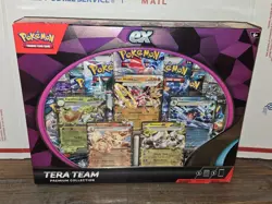 New, Sealed! Pokemon Tera Team EX Premium Collection 5 Foils 9 TCG Booster Packs - Image 1