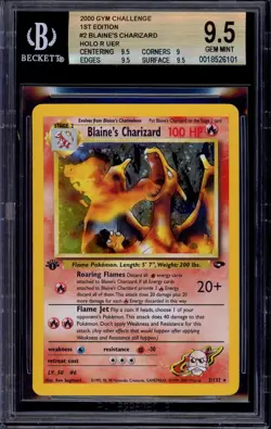2000 Pokemon Gym Challenge 1st Edition Blaine's Charizard-Holo #2 BGS 9.5 GEM MT - Image 1