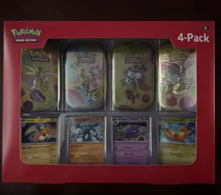 Pokemon TCG 151 Mini Tins 4 Pack + 4 Promos Sealed Sam’s Club Exclusive NEW - Image 1
