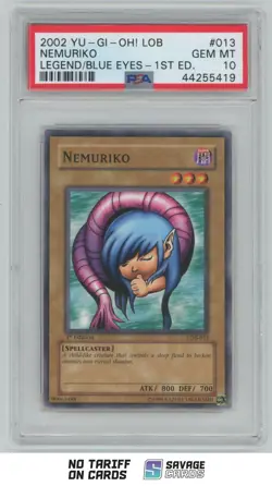 2002 Yu-Gi-Oh Legend/Blue Eyes 1st Edition Nemuriko PSA 10 #LOB-013 - Image 1