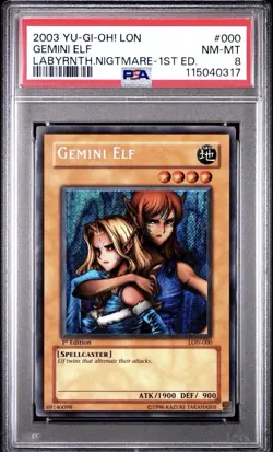 Yu-Gi-Oh! Gemini Elf 1st Edition PSA 8 & Time Wizard 25th PSA 9 Lot - Image 1