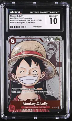 CGC 10 Monkey D. Luffy P-001 25th Anniversary Collection Promo One Piece ENGLISH - Image 1