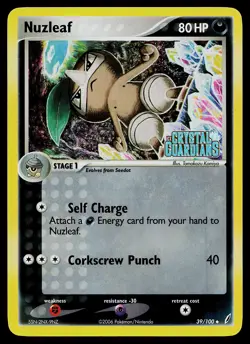 Pokemon Card - Nuzleaf Crystal Guardians 39/100 Uncommon Reverse Holo Stamped - Image 1