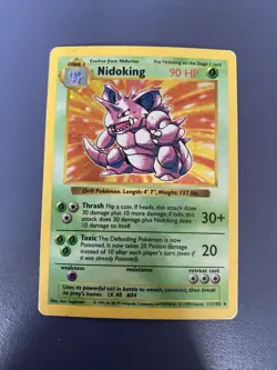 Shadowless Nidoking 11/102 Rare Holo Base Set Pokemon Card - Image 1