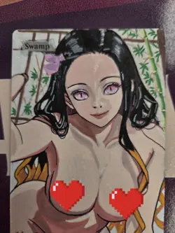 MTG Swamp Alter Art Nezuko Demon Hunter Waifu Hand Painted by BAZAYO 18+ - Image 1