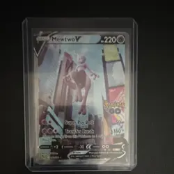 Pokemon GO Mewtwo V Holo Card English Psychic Full Art Alt Art - Image 1