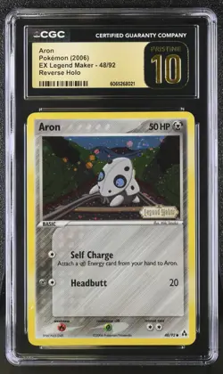 Pokemon 2006 Aron EX Legend Maker Reverse Holo 48/92 CGC Pristine 10 (not psa) - Image 1