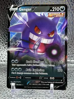 Pokemon Gengar v Fusion Strike Holo Ultra Rare Card 156/264 Near Mint NM - Image 1