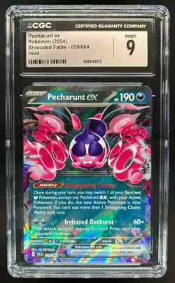 2024 Pokemon Shrouded Fable Pecharunt ex #039/064 CGC 9 - Image 1