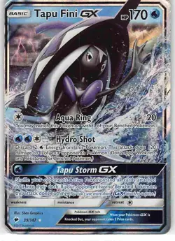 Tapu Fini GX 39/147 Holo Rare GX Burning Shadows Pokemon MP - Image 1