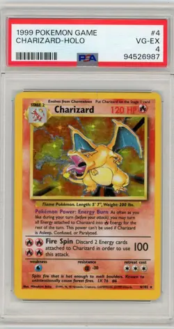 1999 POKEMON GAME #4 CHARIZARD-HOLO PSA 4 - Image 1