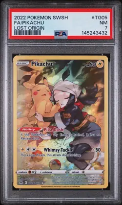 Pokemon Lost Origin Pikachu TG05 Full Art Trainer Gallery PSA 7 NM - Image 1