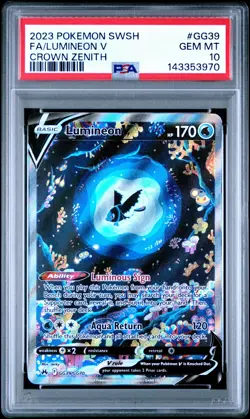 2023 POKEMON SWORD & SHIELD CROWN ZENITH #GG39 FULL ART/LUMINEON V PSA 10 - Image 1