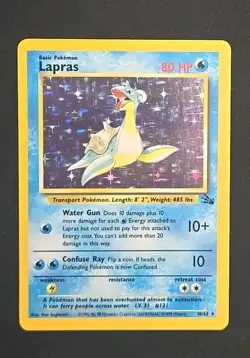 1999 Pokemon Lapras Fossil Holo Rare 10/62 NM English Recently Pulled - Image 1