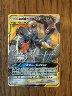 Pokemon Lucario & Melmetal GX Ultra Rare TAG TEAM Holo Sm-Unbroken Bonds 120/214 - Image 1
