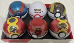 6 x Pokemon TCG Pokeball Tins Pokeball Ball - 18 Booster Packs New & Sealed - Image 1