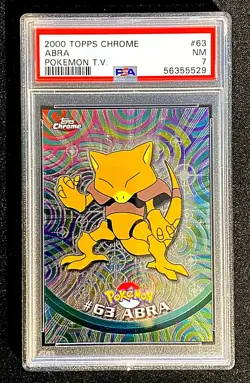 TOPPS CHROME POKEMON #63 ABRA 2000 TV PSA 7NM G3055 - Image 1