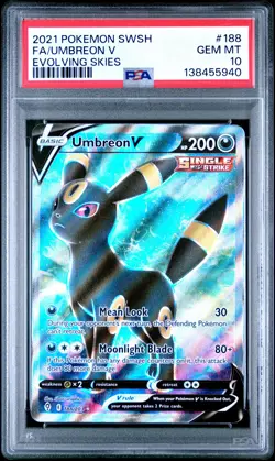 2021 POKEMON SWORD & SHIELD EVOLVING SKIES #188 FULL ART/UMBREON V PSA 10 - Image 1