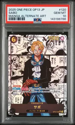 2025 ONE PIECE JPN OP13-CARRYING ON HIS WILL MANGA ALTERNATE ART SABO PSA 10 - Image 1