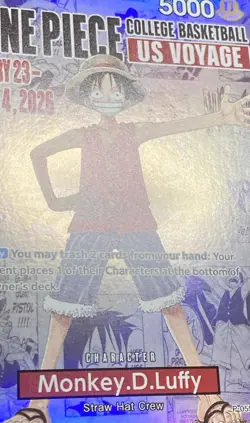 Monkey D. Luffy One Piece 2026 College Basketball US Voyage #P-055 - Image 2