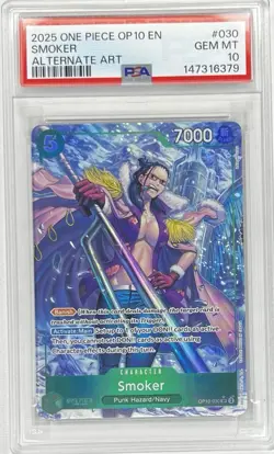 2025 One Piece OP10-030 Smoker ALTERNATE ART PSA 10 GEM MT - Image 1