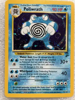 Poliwrath Base Set 2 Holo Rare Pokemon TCG Card 15/130 NM Condition - Image 1